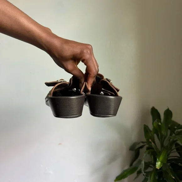 Tan Brown Leather Mule Clog Sandals 7 - Picture 6 of 8